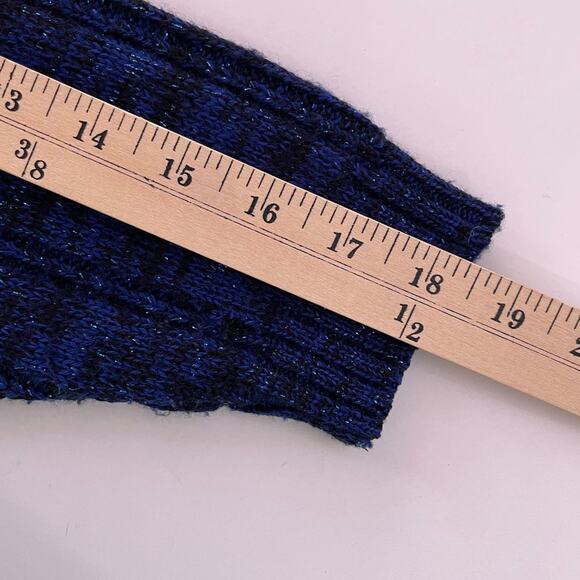 Vintage 1980s Crewneck Sweater Blue Metallic Wool Blend Pullover Oversized - Picture 9 of 9